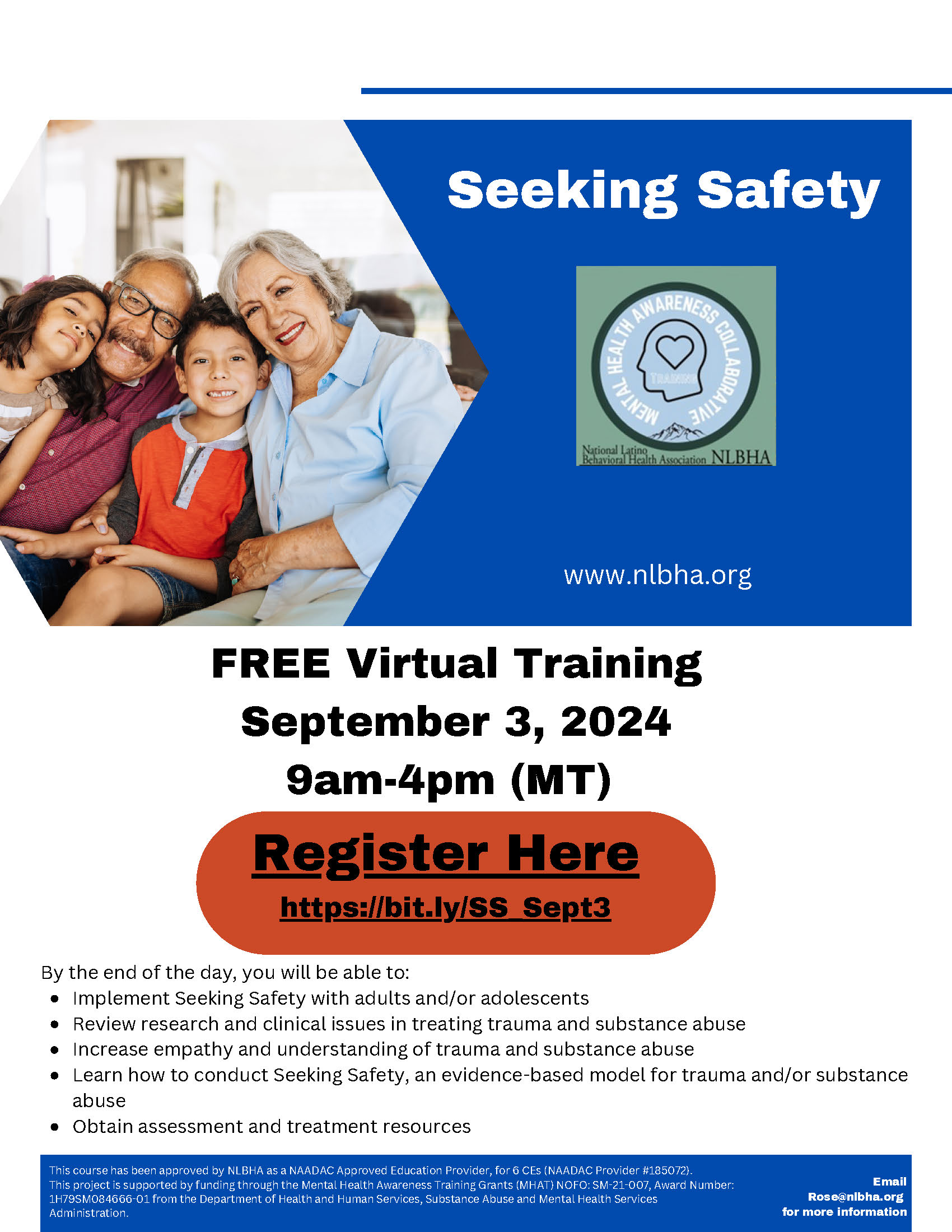 Seeking Safety Virtual Training - NLBHA